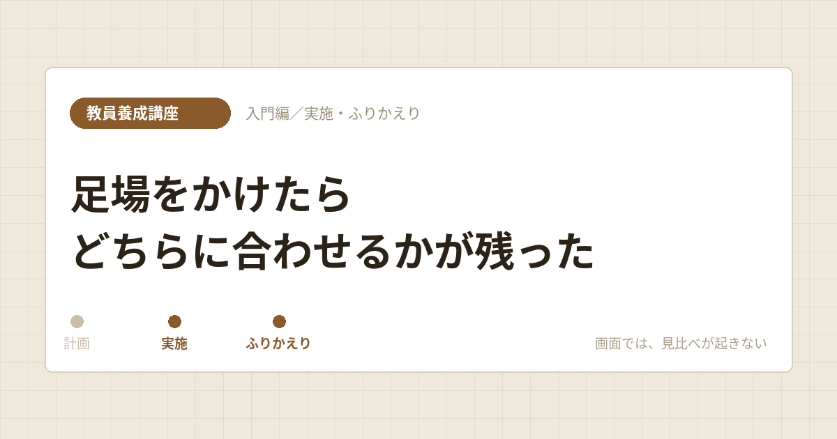 教員養成講座 入門編の実施とふりかえり。足場をかけたら、どちらに合わせるかが残った。